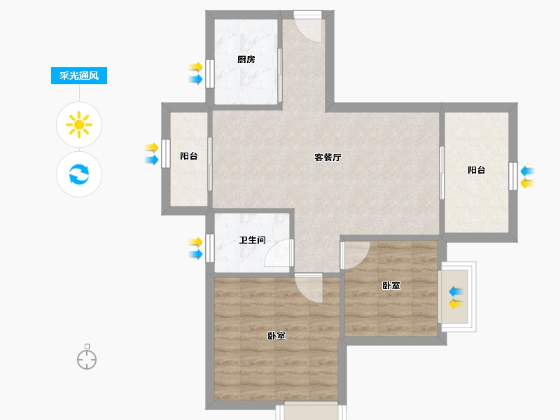 广东省-深圳市-鸿景园-62.20-户型库-采光通风