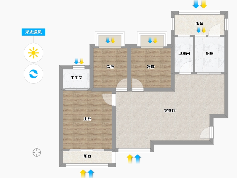 广东省-深圳市-馨园二期-70.81-户型库-采光通风