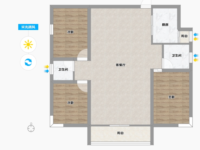 广东省-深圳市-中海怡美山庄-88.03-户型库-采光通风