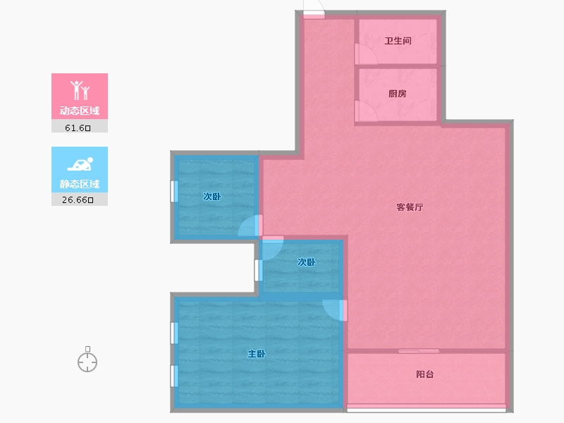 黑龙江省-鹤岗市-龙电花园(A区)-79.19-户型库-动静分区