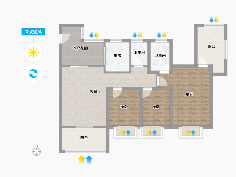 广东省-深圳市-佳兆业茗萃园(一期)-88.66-户型库-采光通风