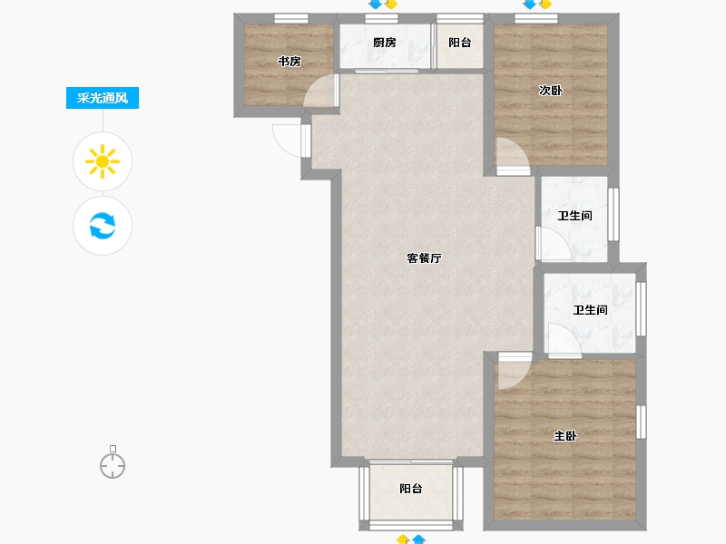 黑龙江省-鹤岗市-深物业前海港湾花园-77.74-户型库-采光通风