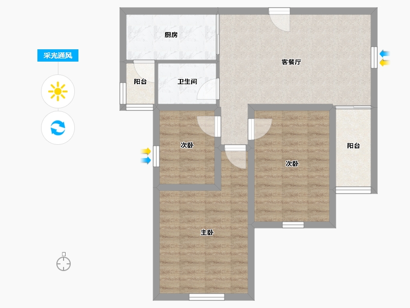 黑龙江省-鹤岗市-深物业前海港湾花园-68.18-户型库-采光通风