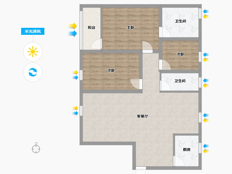 广东省-深圳市-左庭右院(北区)-91.63-户型库-采光通风