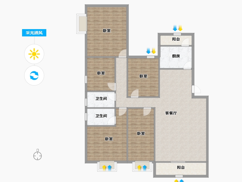 广东省-深圳市-鹏达花园-148.99-户型库-采光通风