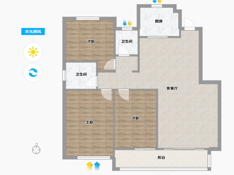 安徽省-芜湖市-翡丽世家-108.00-户型库-采光通风