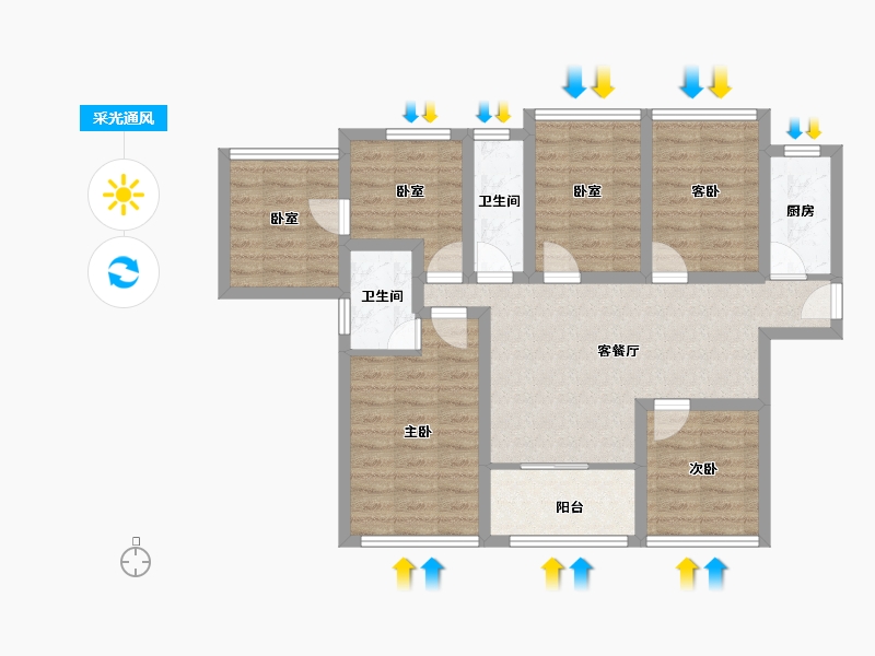 广东省-深圳市-玉湖湾-85.63-户型库-采光通风