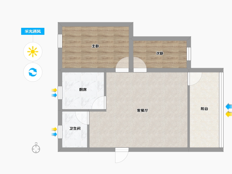 黑龙江省-鹤岗市-花果山小区(南山)-57.31-户型库-采光通风