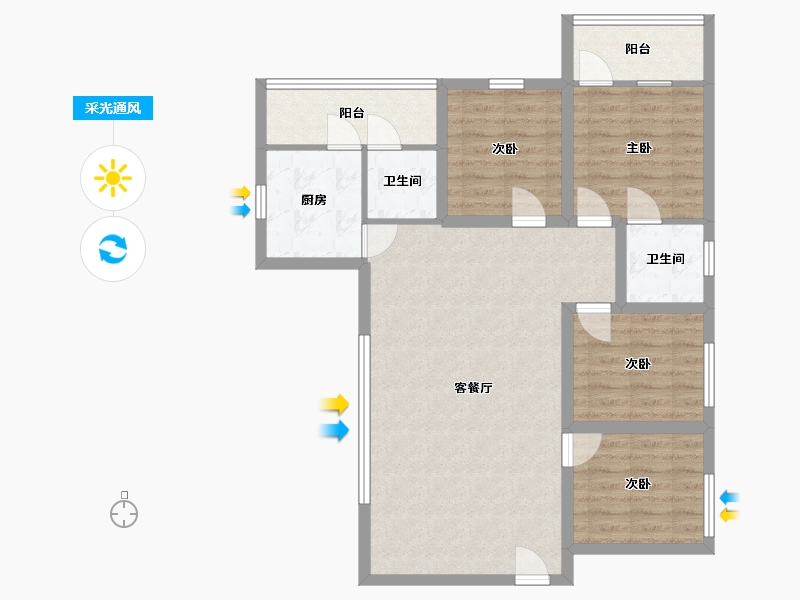 广东省-深圳市-左庭右院(南区)-92.34-户型库-采光通风