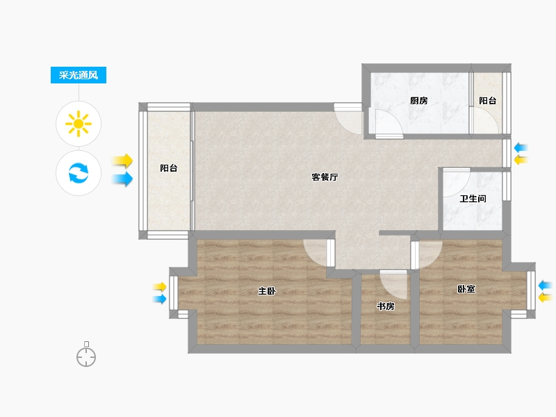 广东省-深圳市-龙华新华苑一期-64.52-户型库-采光通风