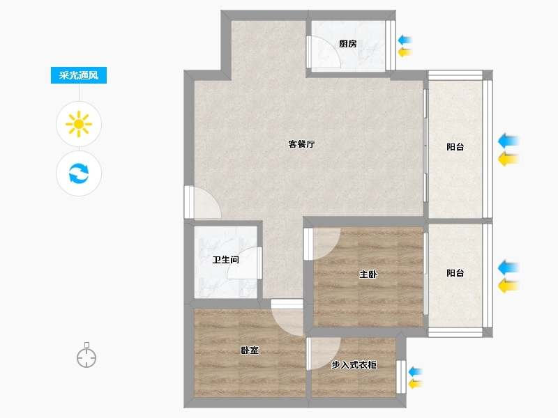 广东省-深圳市-莱蒙水榭春天五期-53.06-户型库-采光通风