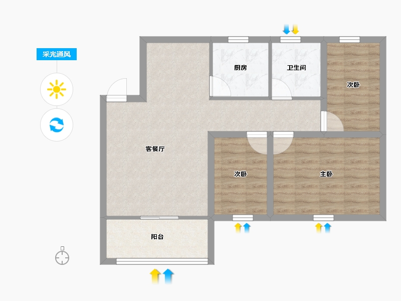 广东省-深圳市-家和花园-70.45-户型库-采光通风