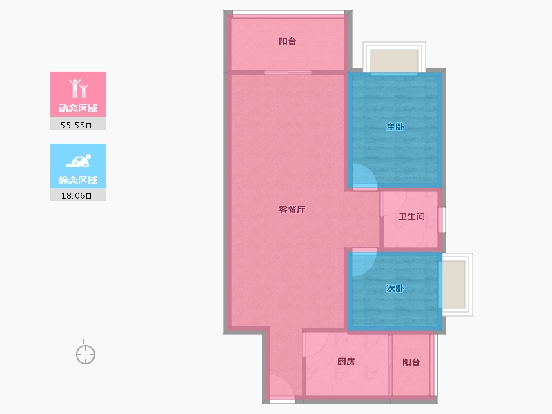 广东省-深圳市-鸿景春天花园-65.63-户型库-动静分区