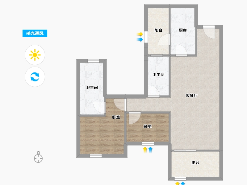 广东省-深圳市-仁恒峦山美地-67.17-户型库-采光通风