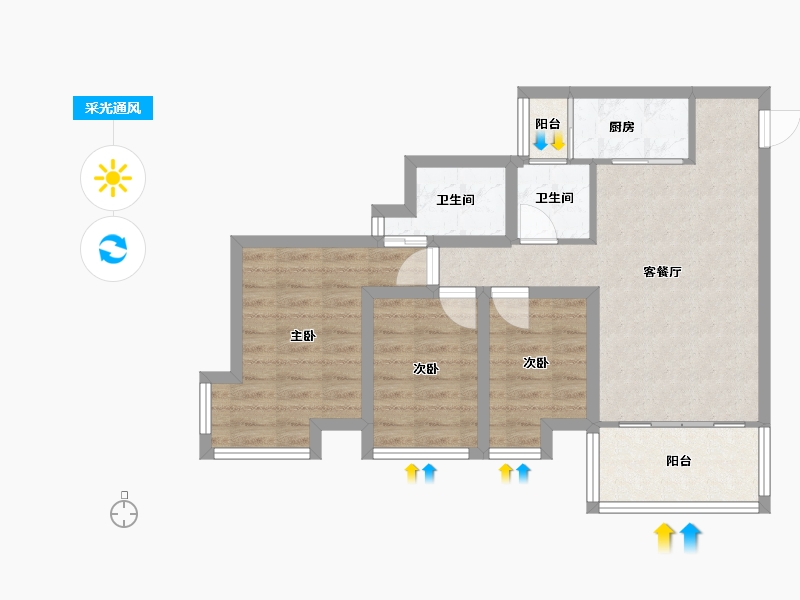 广东省-深圳市-信义假日名城(五期)-64.75-户型库-采光通风