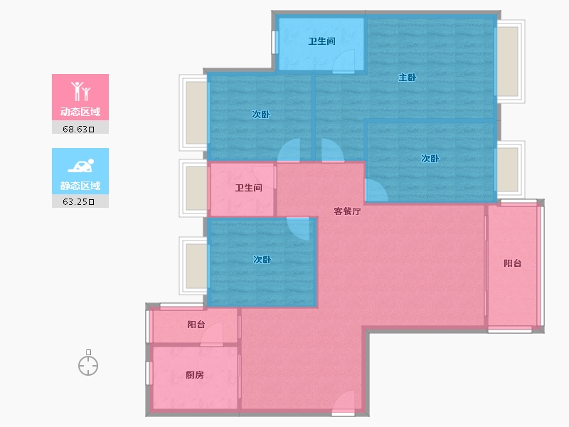 黑龙江省-鹤岗市-海湾小区-121.26-户型库-动静分区