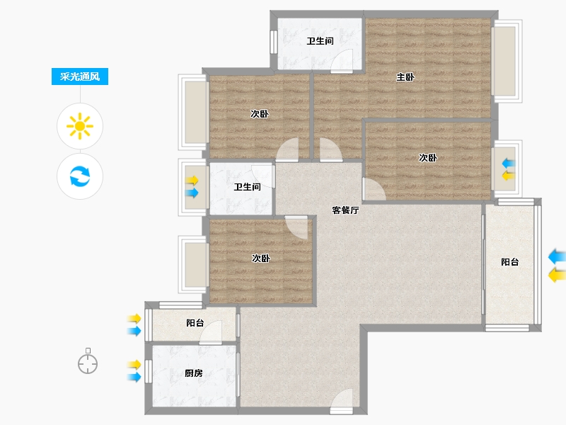 黑龙江省-鹤岗市-海湾小区-121.26-户型库-采光通风