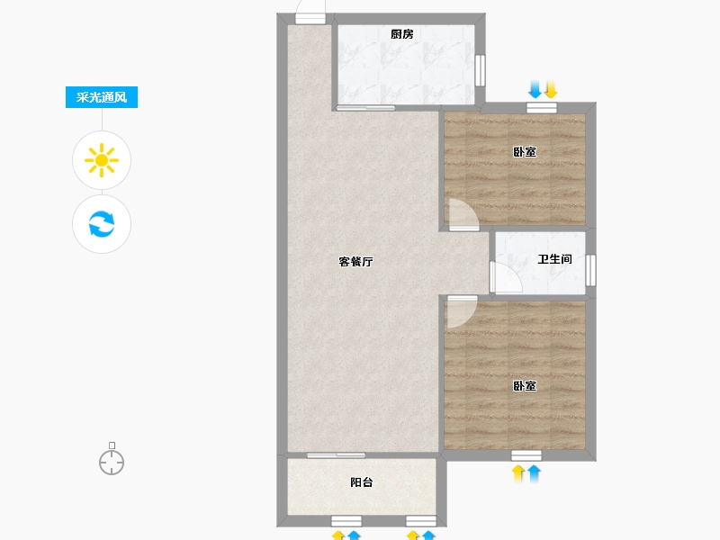 广东省-深圳市-金叶茗苑-64.00-户型库-采光通风