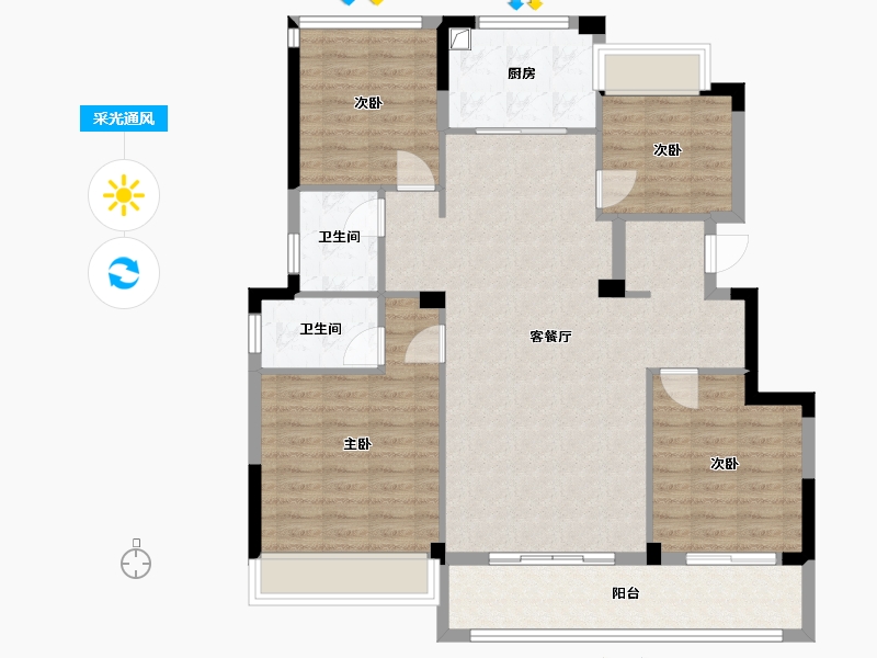 浙江省-杭州市-祥生云湖城-123.00-户型库-采光通风