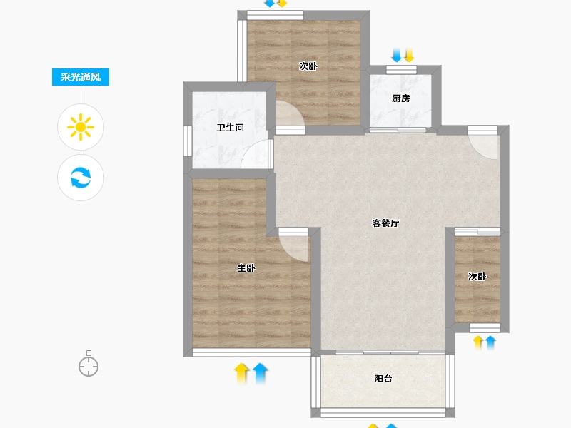 广东省-深圳市-莱蒙水榭春天五期-61.06-户型库-采光通风