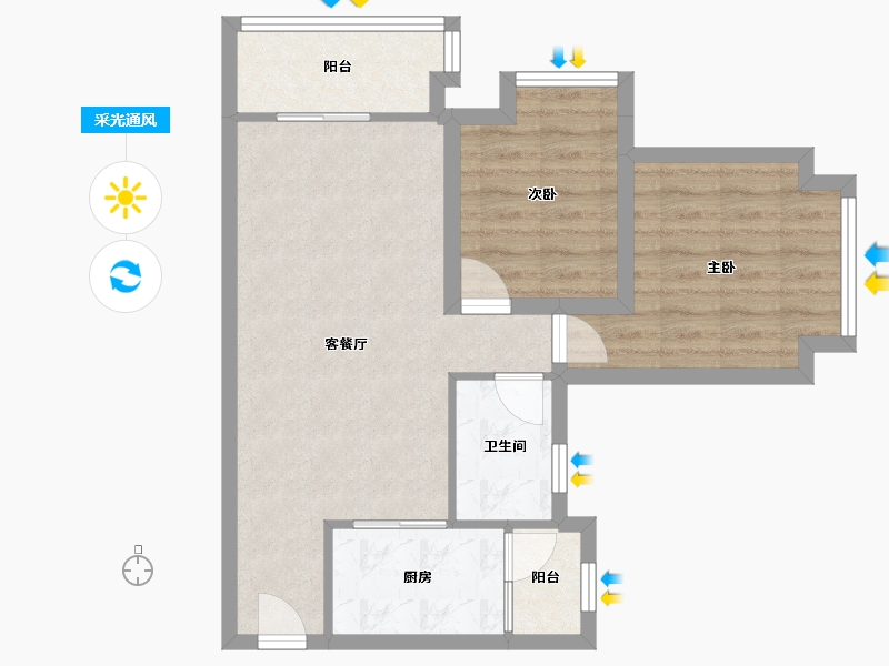 广东省-深圳市-华侨城四海云亭-61.56-户型库-采光通风