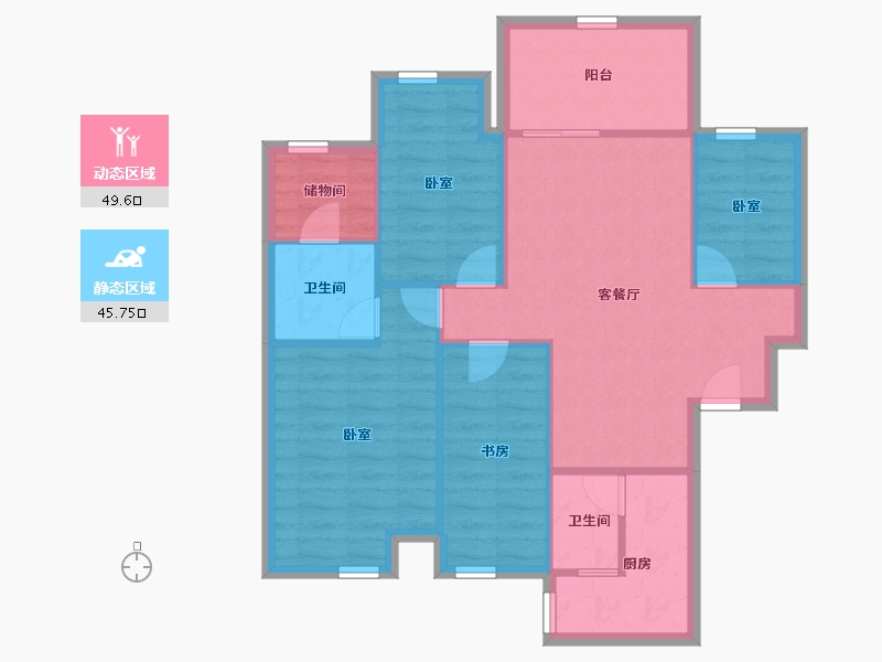 广东省-深圳市-中城康桥紫郡花园-86.03-户型库-动静分区