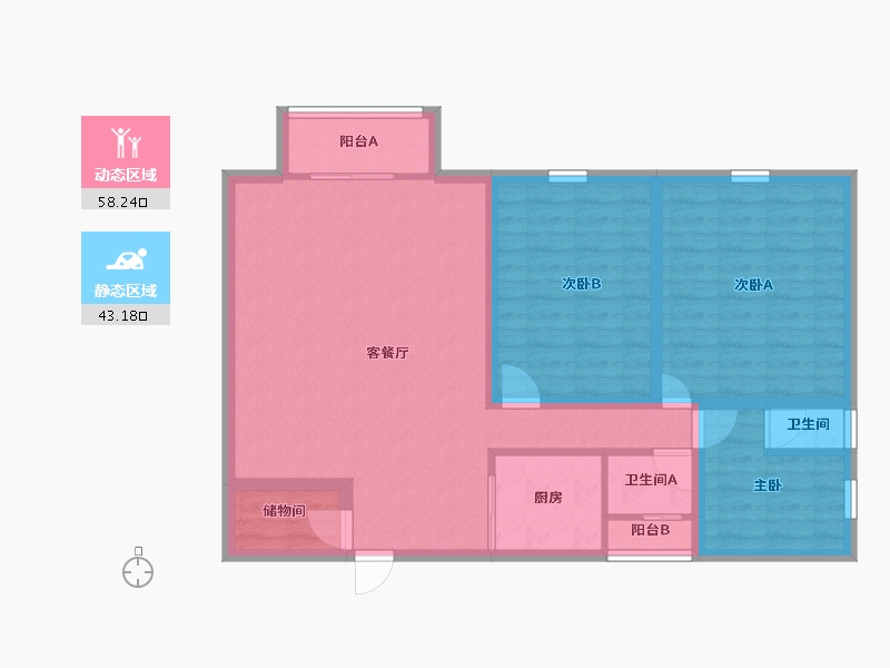 广东省-深圳市-中城康桥紫郡花园-90.69-户型库-动静分区