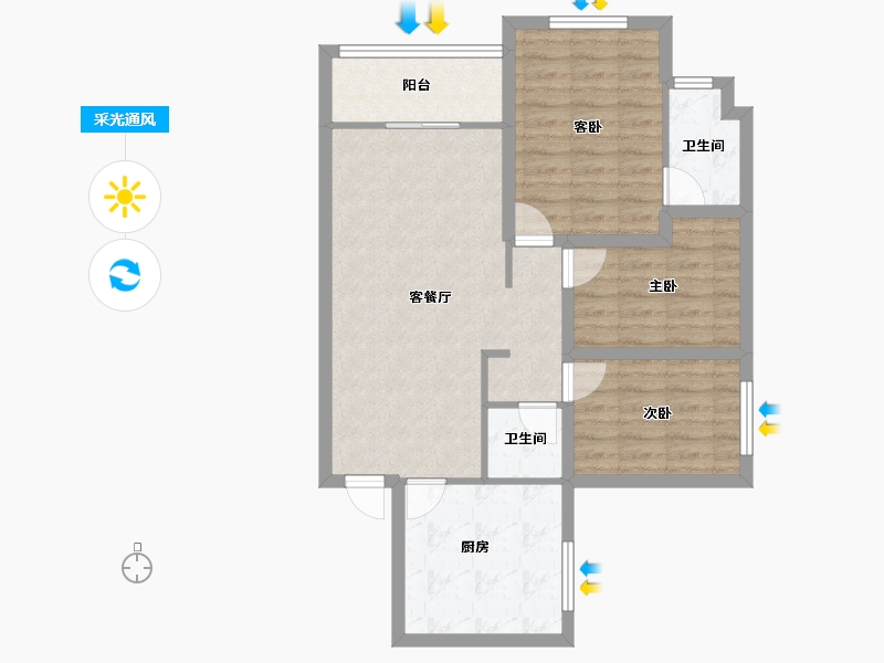 广东省-深圳市-佳华领域广场一期-77.57-户型库-采光通风