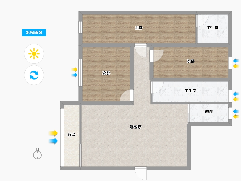 广东省-深圳市-鸿景春天花园-88.25-户型库-采光通风