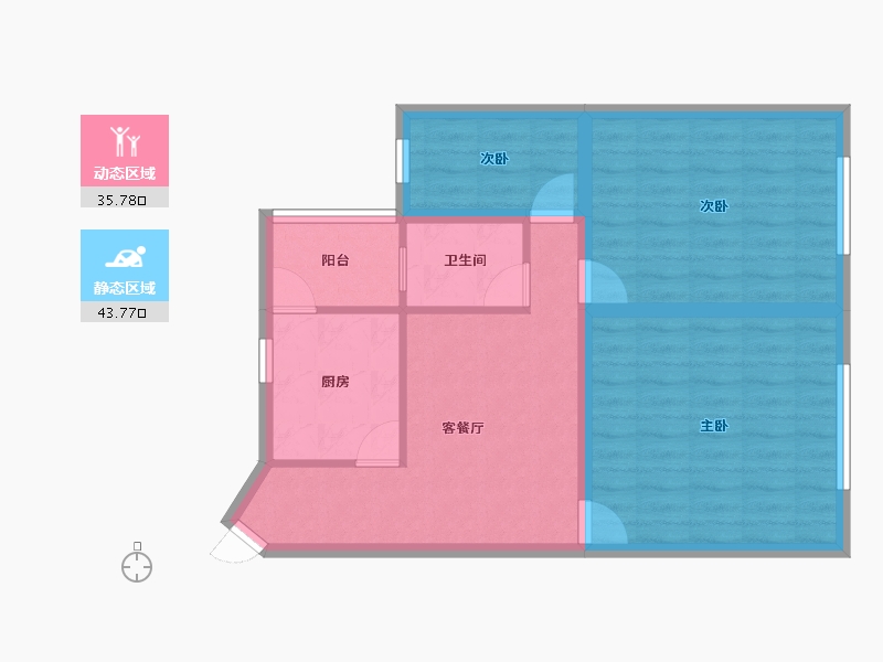 黑龙江省-鹤岗市-观峰阁-70.96-户型库-动静分区