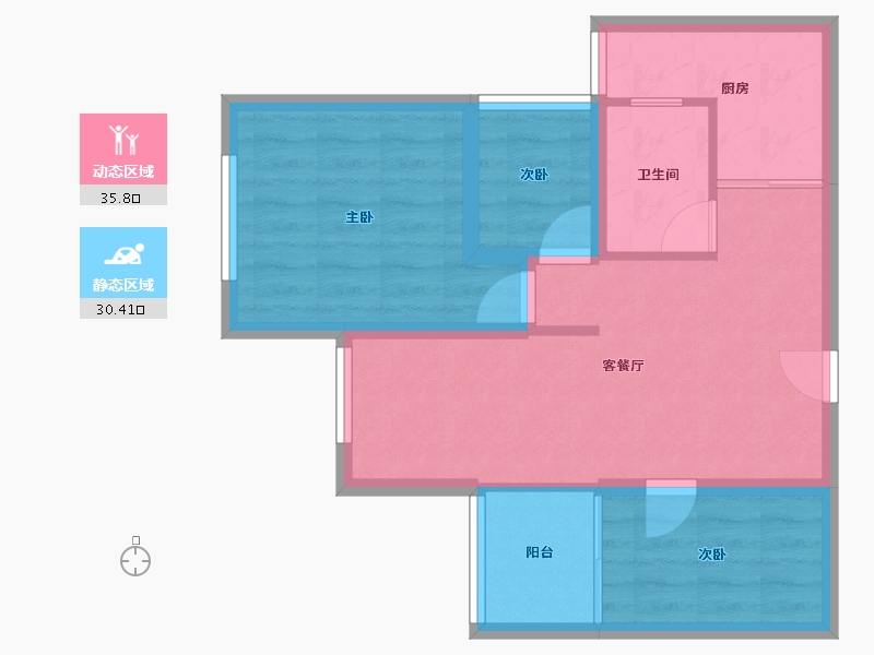 黑龙江省-鹤岗市-深物业前海港湾花园-58.46-户型库-动静分区