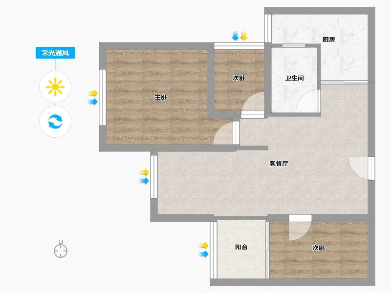 黑龙江省-鹤岗市-深物业前海港湾花园-58.46-户型库-采光通风