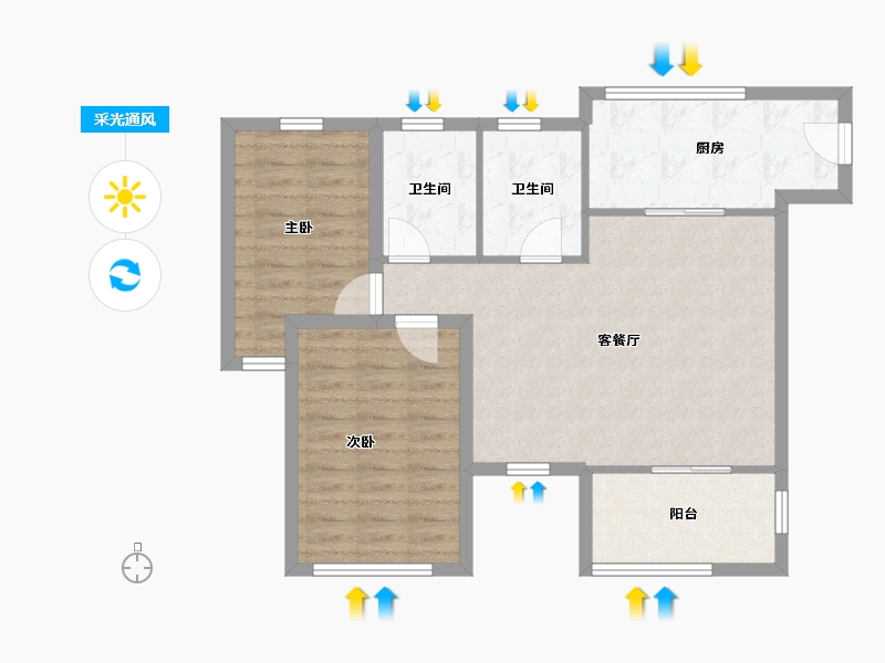 广东省-深圳市-佳兆业茗萃园(一期)-74.96-户型库-采光通风