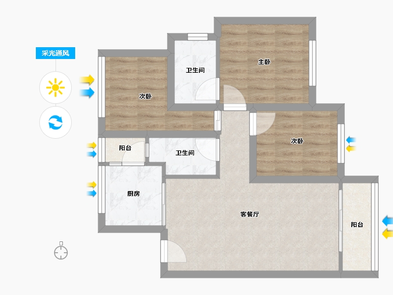 广东省-深圳市-中海锦城-60.71-户型库-采光通风