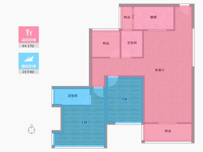 黑龙江省-鹤岗市-前海丹华-83.70-户型库-动静分区