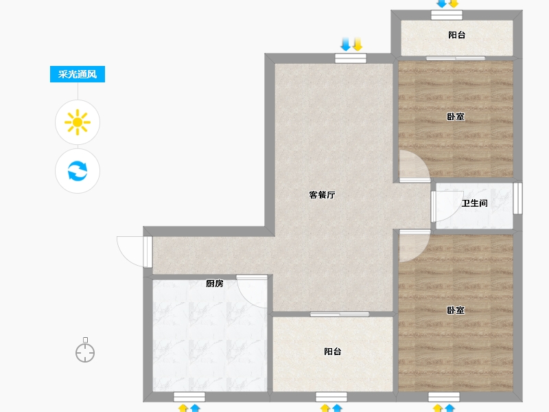 广东省-深圳市-振业天峦-63.90-户型库-采光通风