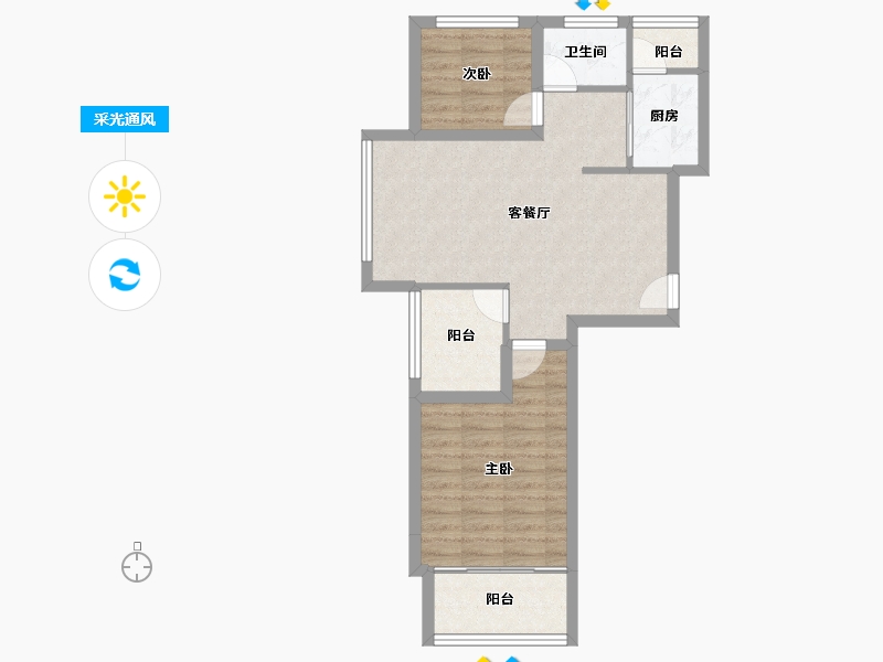 黑龙江省-鹤岗市-深物业前海港湾花园-64.53-户型库-采光通风