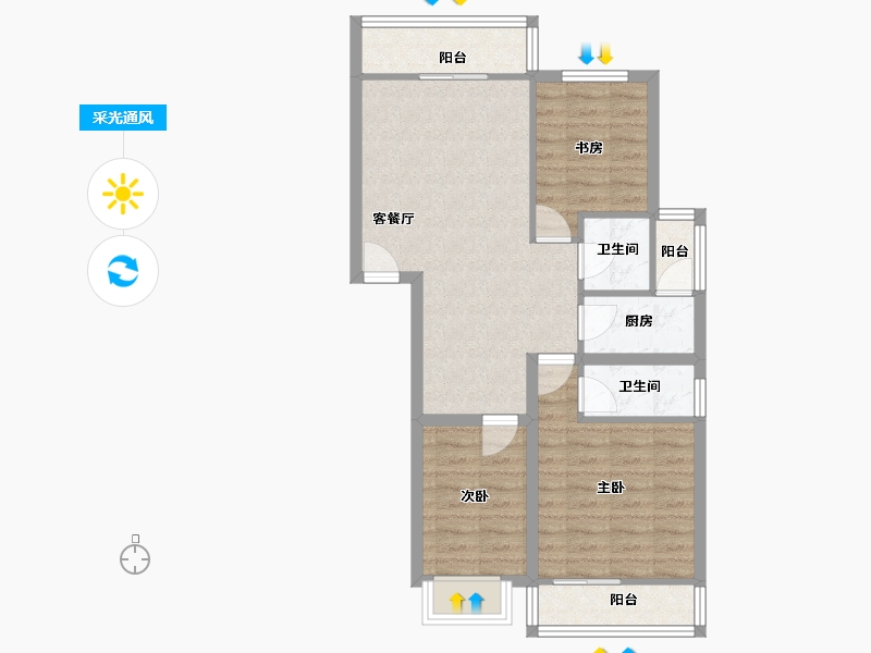 广东省-深圳市-东方半岛花园-72.02-户型库-采光通风