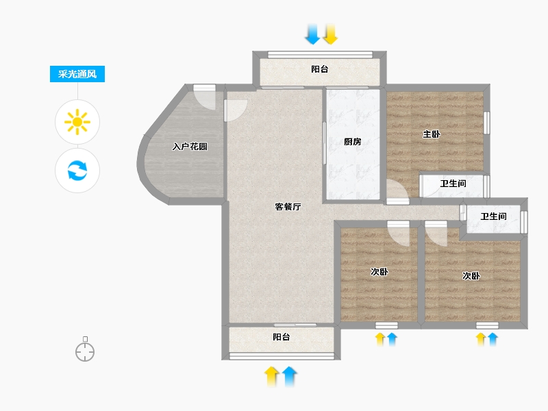 广东省-深圳市-中海怡美山庄-91.52-户型库-采光通风