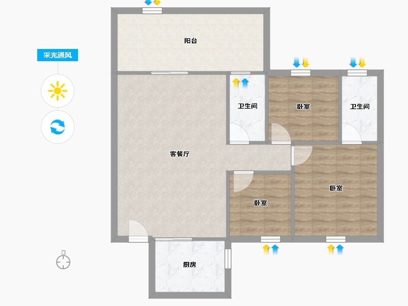 广东省-深圳市-锦绣东方（B区）-84.98-户型库-采光通风