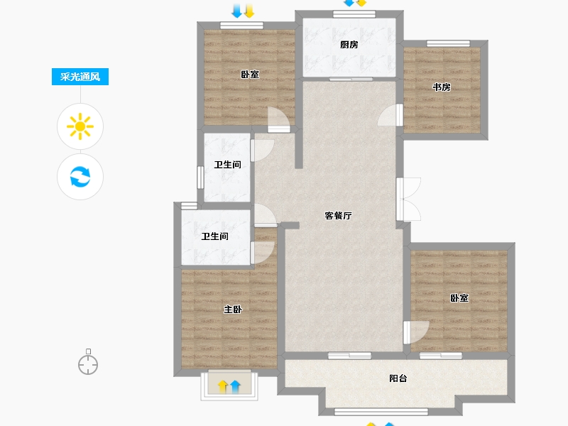 河南省-洛阳市-蓝城兰苑-112.00-户型库-采光通风