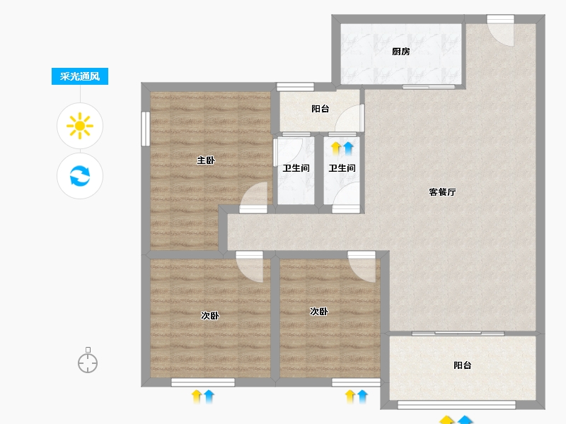 黑龙江省-鹤岗市-广物花园-98.75-户型库-采光通风