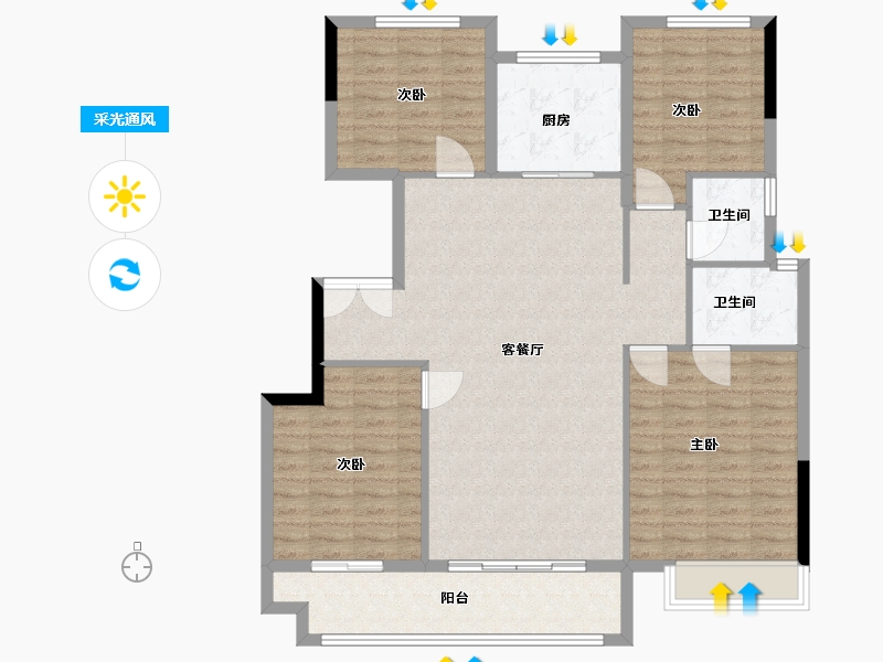 浙江省-金华市-梧桐院子-117.23-户型库-采光通风