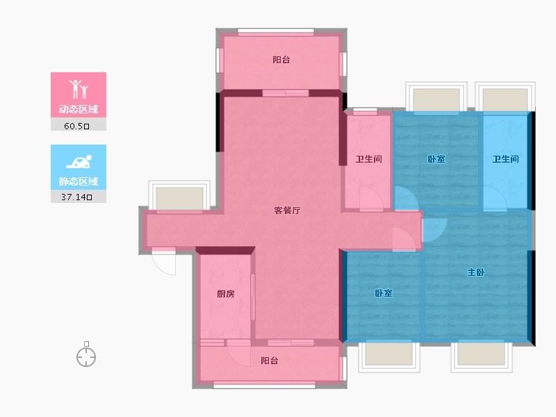 广东省-阳江市-御品玲珑湾-91.51-户型库-动静分区