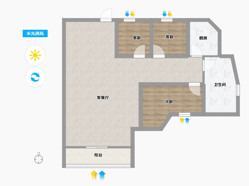 广东省-深圳市-金侨花园-82.61-户型库-采光通风