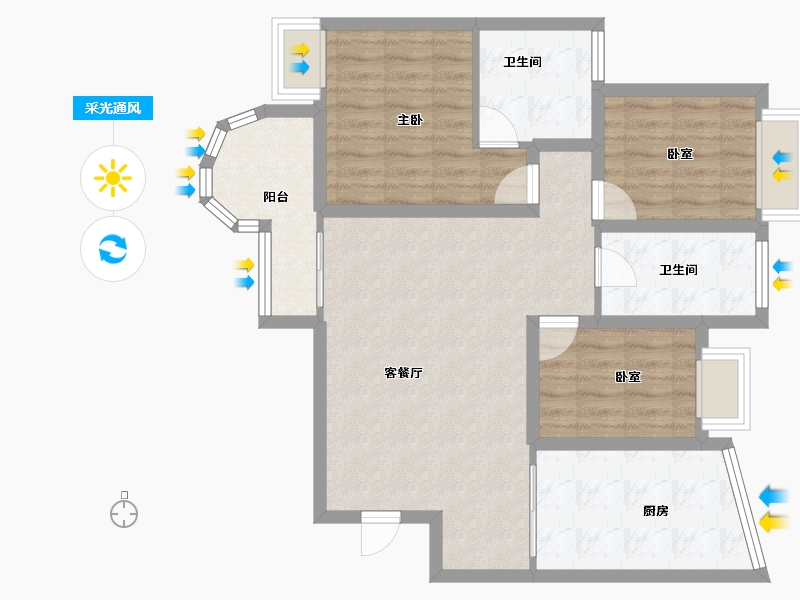 广东省-深圳市-丰泽湖山庄-83.16-户型库-采光通风