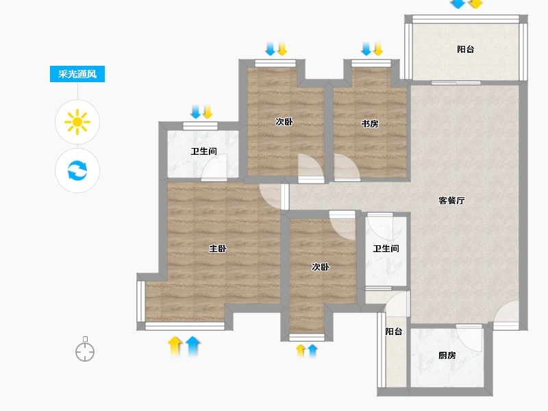 广东省-深圳市-馨园二期-79.96-户型库-采光通风