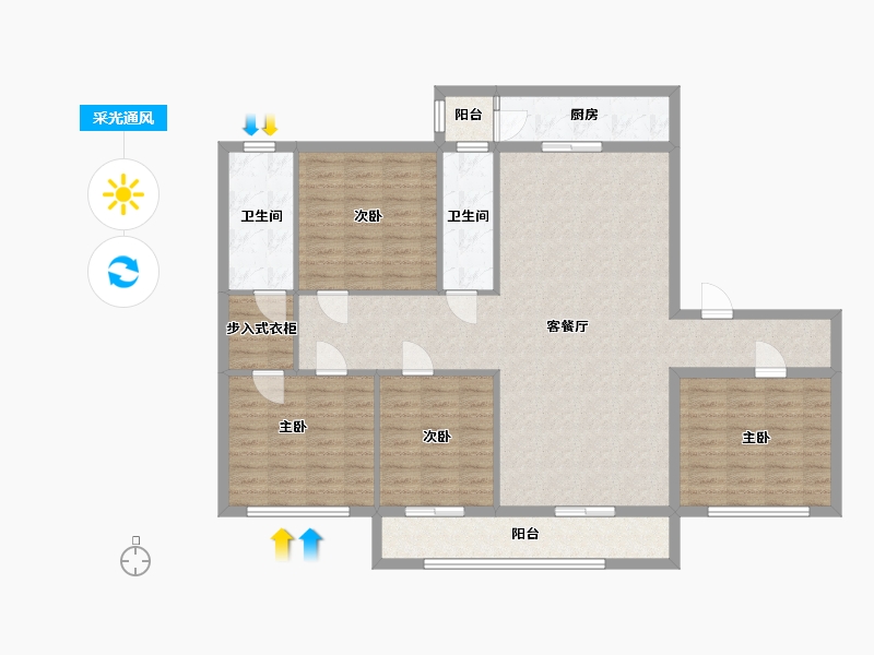 山东省-潍坊市-巨能城翡翠苑-128.00-户型库-采光通风