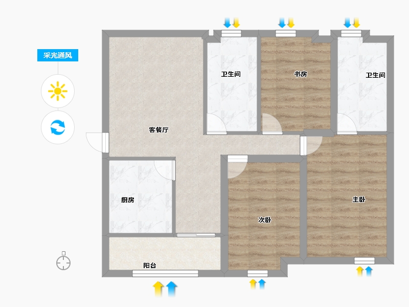 广东省-深圳市-城投七里香榭-72.00-户型库-采光通风