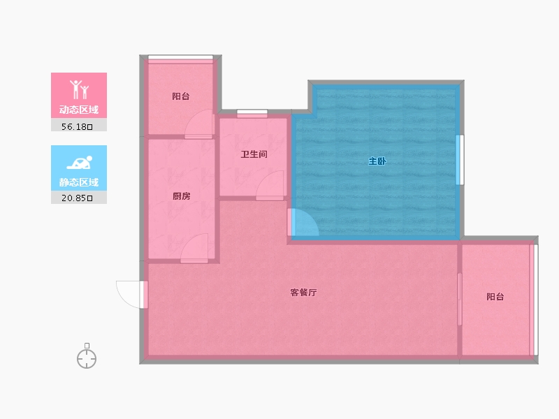 黑龙江省-鹤岗市-半山海景兰溪谷(二期)-69.50-户型库-动静分区